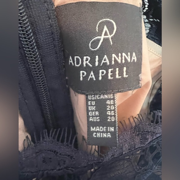 Adrianna Papell Lace Navy Dress with nude slip size 16 - Picture 4 of 9